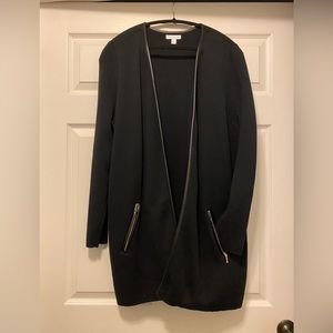 NWOT Charter Club XL cardigan with faux leather accents. Gold zipper detail.
